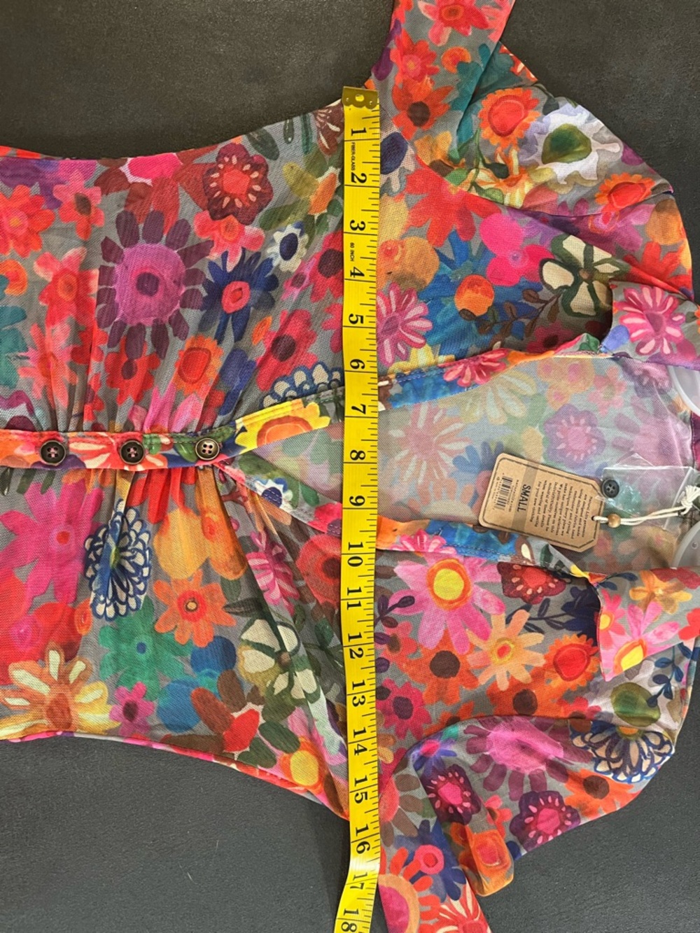Natural Life Carina Colorful Floral Mesh Button-Up Top - Multicolor S NWT - Picture 9 of 10